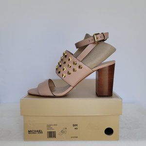 MICHAEL KORS Valencia Ankle Strap Leather Sandals- Oyster color-Women's Size 9M⭐